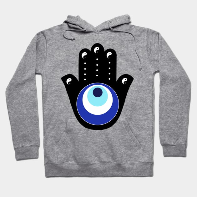 Hand of Hamsa fatima evil eye ying yang Hoodie by livania